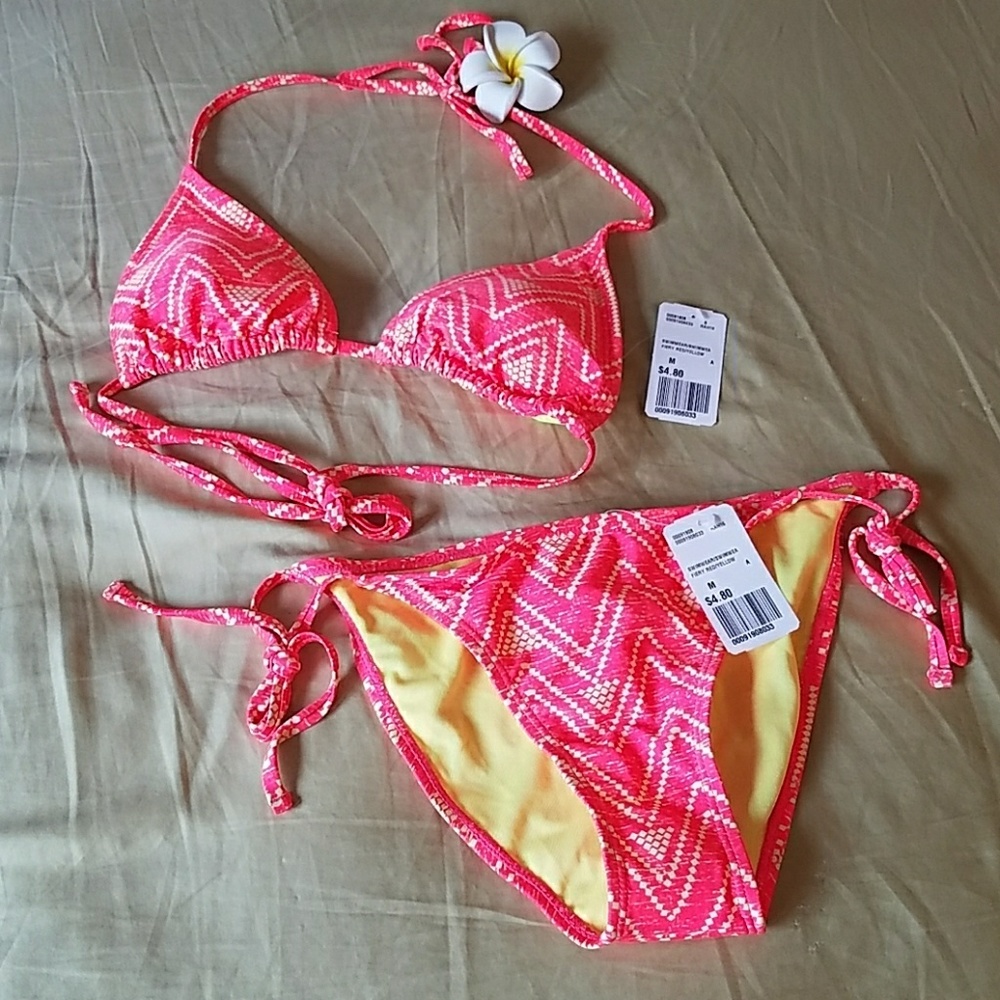 NWT Hot Coral and Yellow Bikini